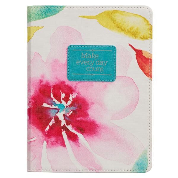 Make Every Day Count Pink Daisies Handy-Sized Faux Leather Journal