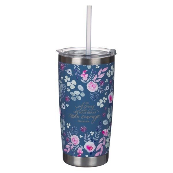 Be Strong Black Stainless Steel Water Bottle - Josh. 1:9