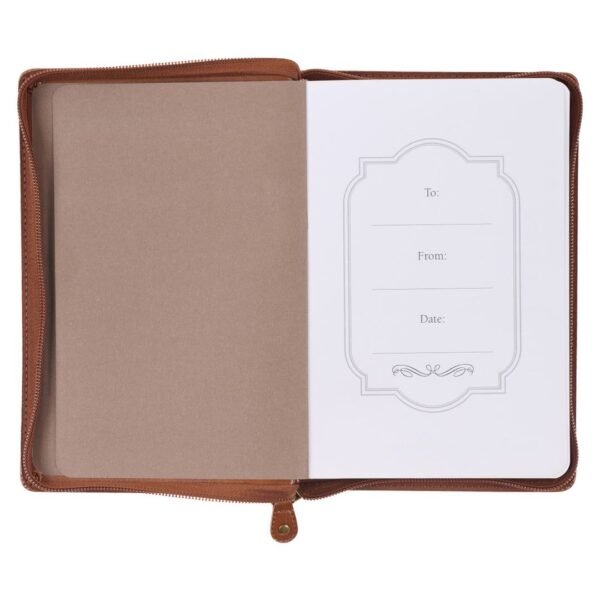 Be Strong & Courageous Brown (Faux Leather Journal With Zipped Closure) - Image 2
